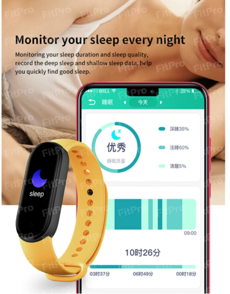 

M6 Smart Fitness Bracelet Watch Fitness Tracker Heart Rate Blood Pressure Monitor Color Screen IP67 Waterproof For Mobile Phone