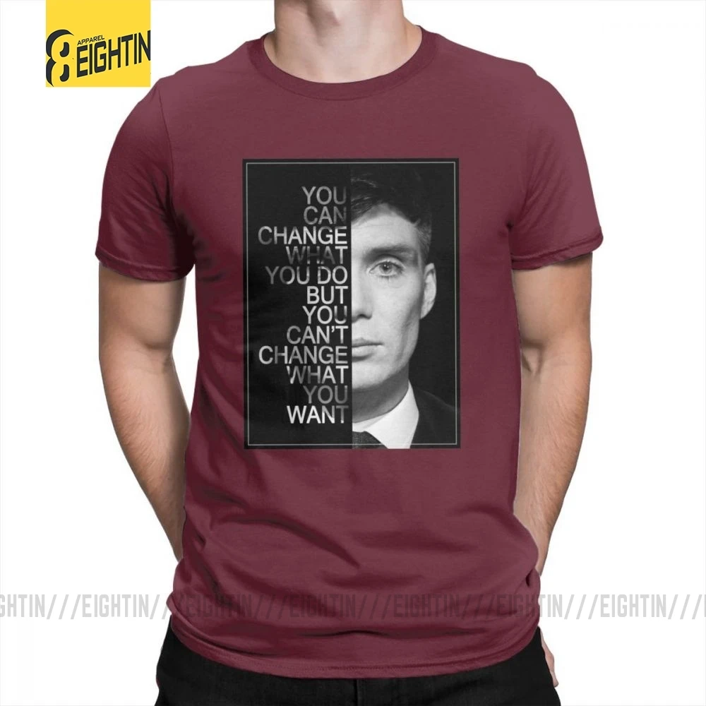 Peaky Blinders мужские футболки с круглым воротником, футболки для отдыха, высокое качество, короткий рукав, хлопок, футболки размера плюс, Популярные - Цвет: Burgundy