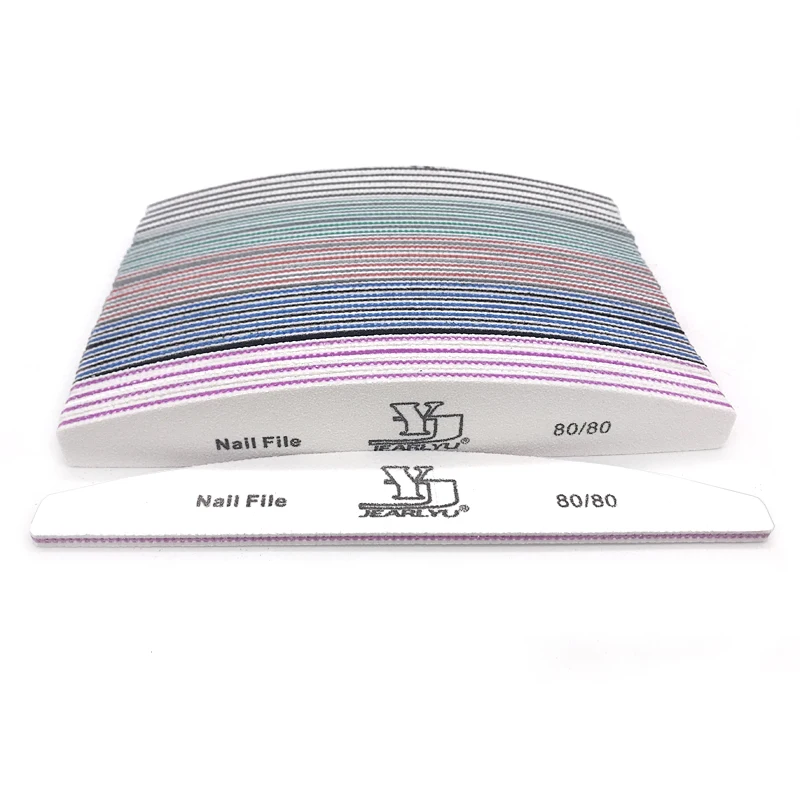 50 Pcs Professional Nail Files Sandpaper 80/100/150/180/240 nagel vijlen Nail Buffer Blocks Lime Curve Manicure Nail File Tools