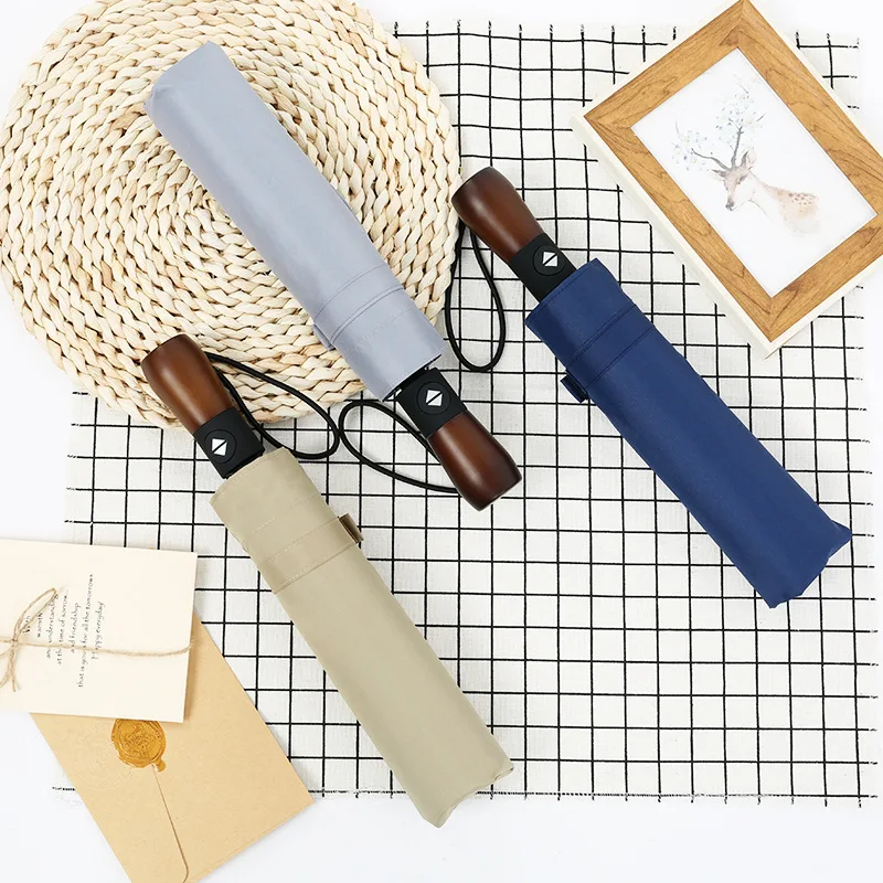 

Зонт Автоматический с защитой от ветра и тремя складками, деловой роскошный крупный зонтик из массива дерева с армированным покрытием, 10 ре...