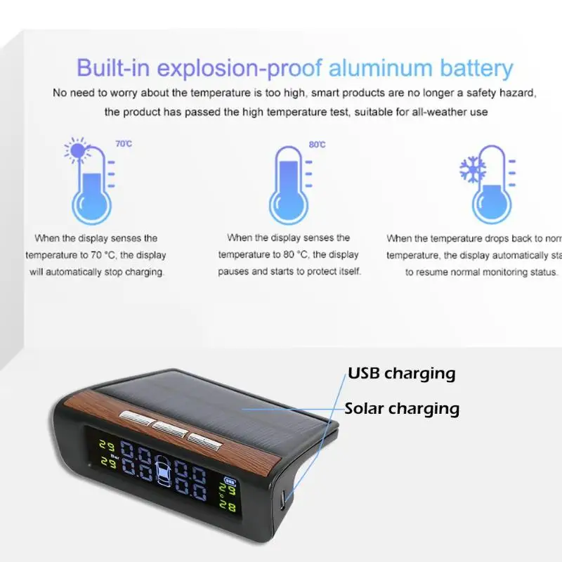 AN-06 Солнечный ЖК-дисплей автомобиля TPMS Авто Система контроля давления в шинах датчик температуры шин с 4 датчиками Высокоэффективная солнечная панель