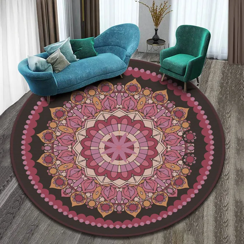

Round Rugs Living Room Geometric Doormat Mandala Carpets Geometric Pattern Mandala Pattern Rugr Vintage Plain Mats Home Decor..