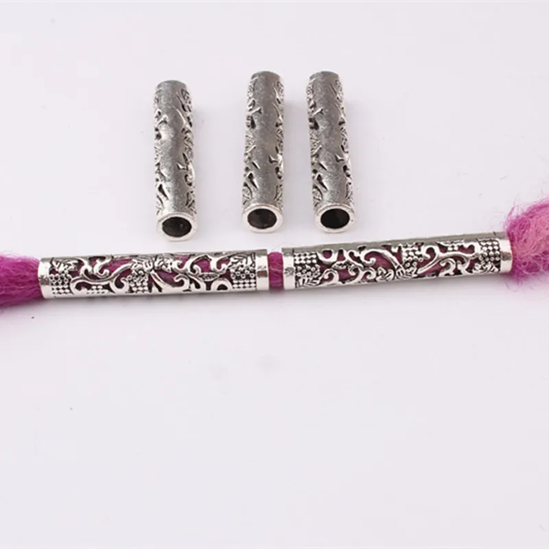 10 шт./лот серебряные металлические полые волосы оплетка страх дред бусины кольца