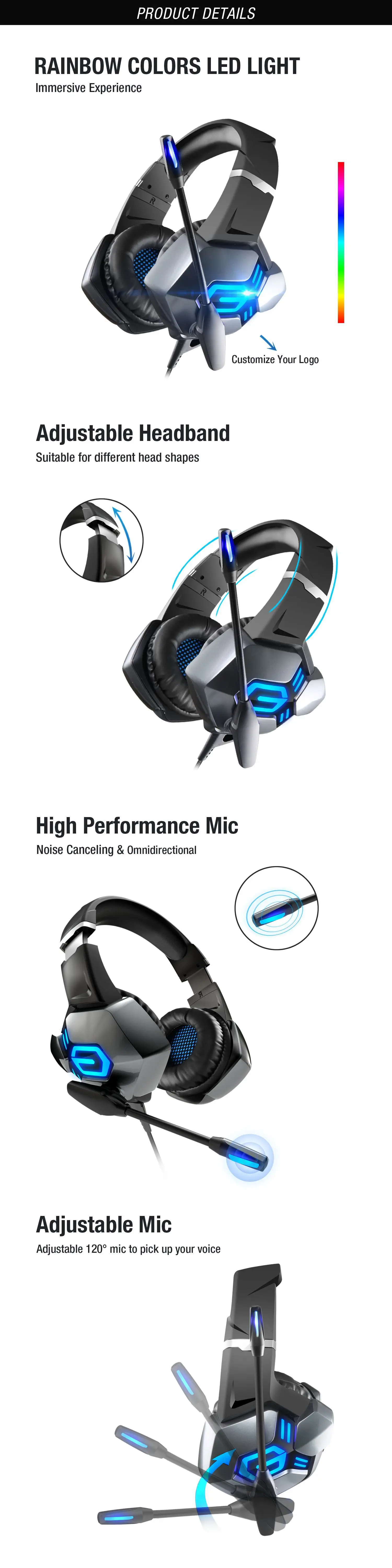 Профессиональные игровые гарнитуры компьютерные наушники с тяжелыми басами и