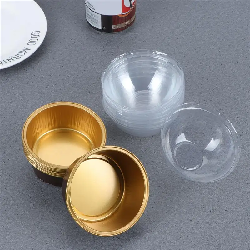 10 комплектов круглые алюминиевые фольги 125 мл чашки для выпечки с прозрачными