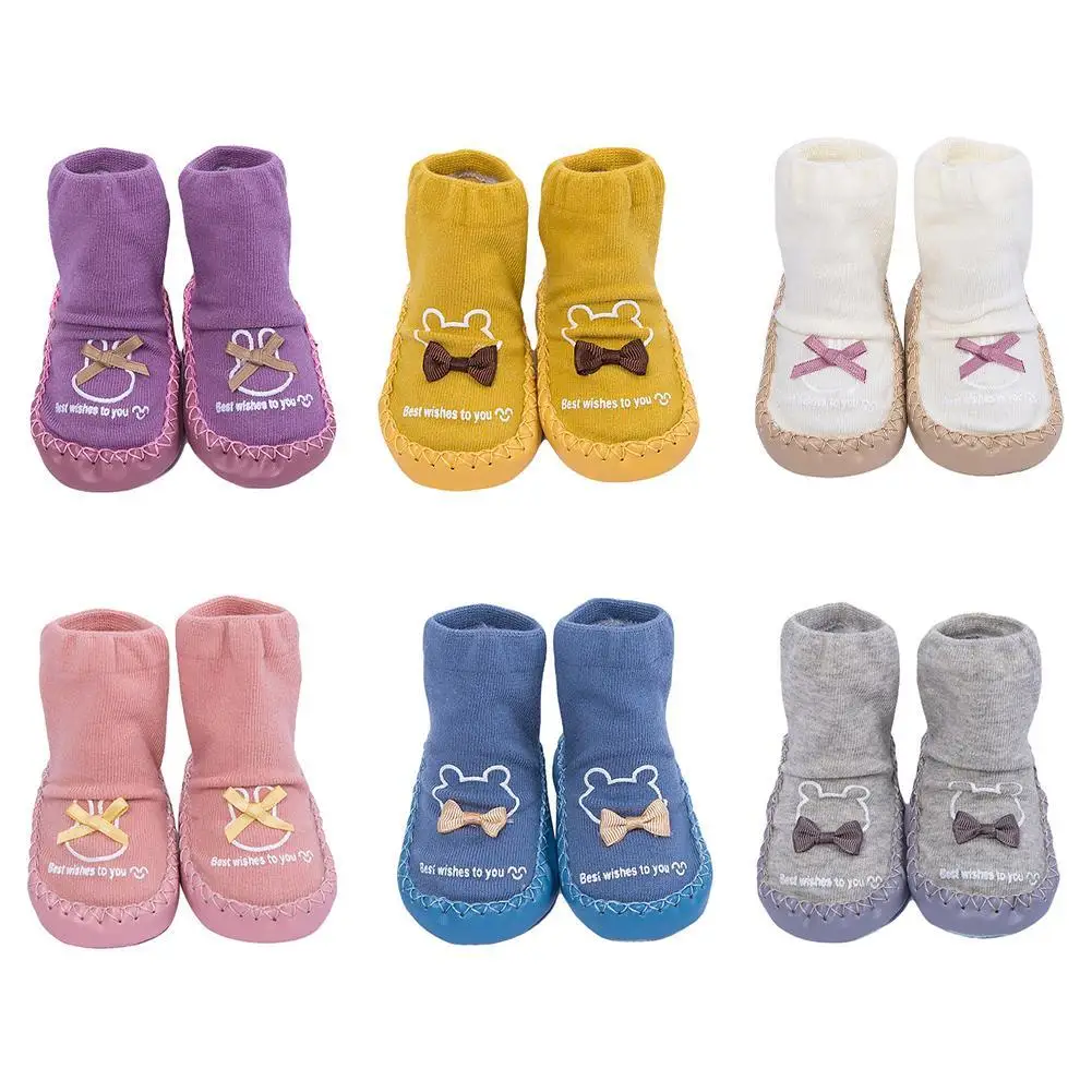 Cute Bowknot Baby Toddler Warm Breathable Indoor Floor Socks Anti-skid Shoes