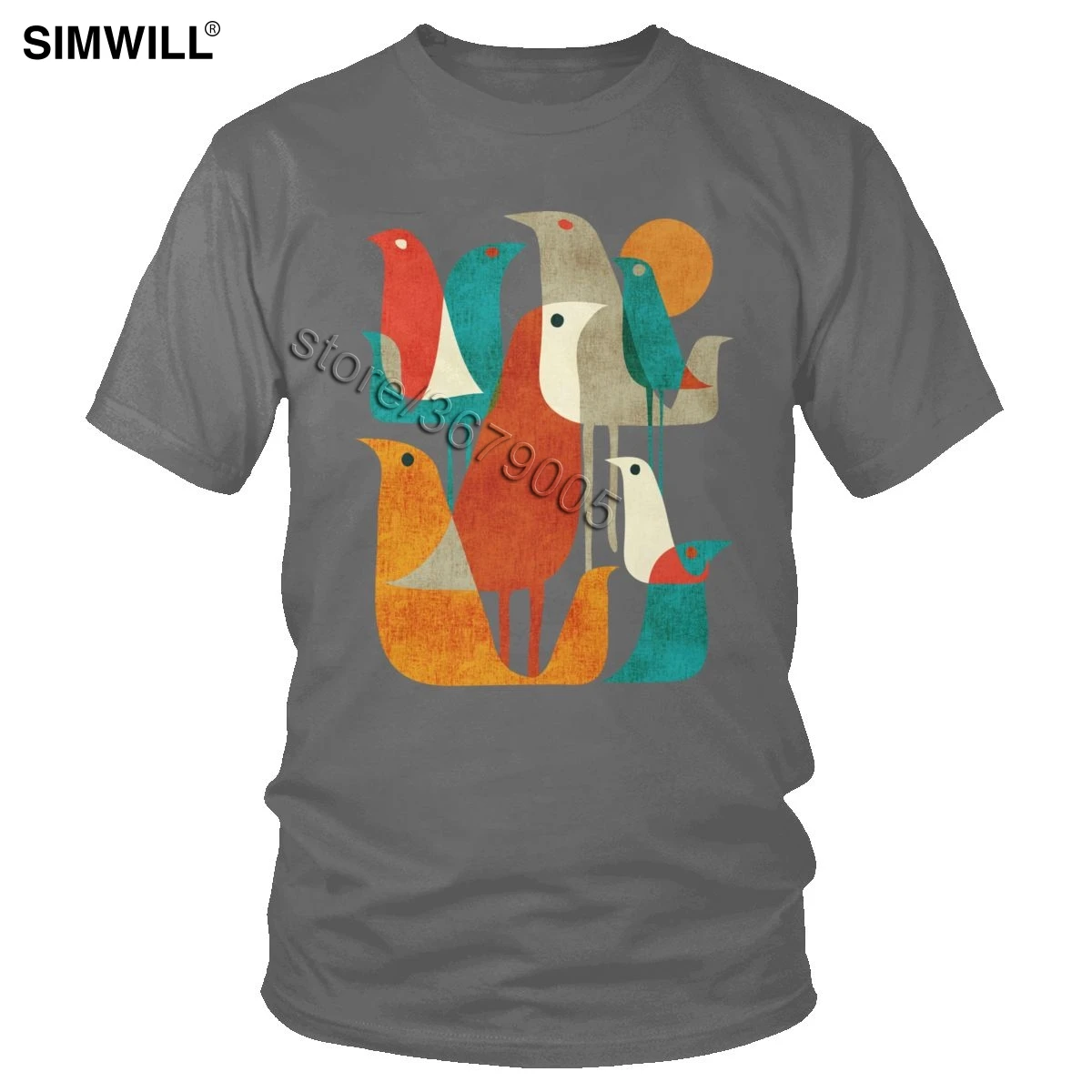 Мужская коллекция футболок с абстрактным рисунком птиц трендовая винтажная