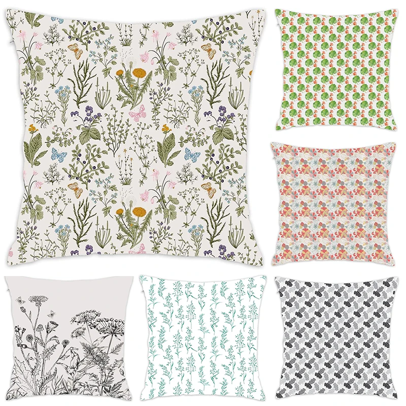 

[Douladou] Floral Plants Pillow Case Polyester Decorative Pillowcase Paisley Throw Pillow Case Kussensloop Almohada 45x45CM