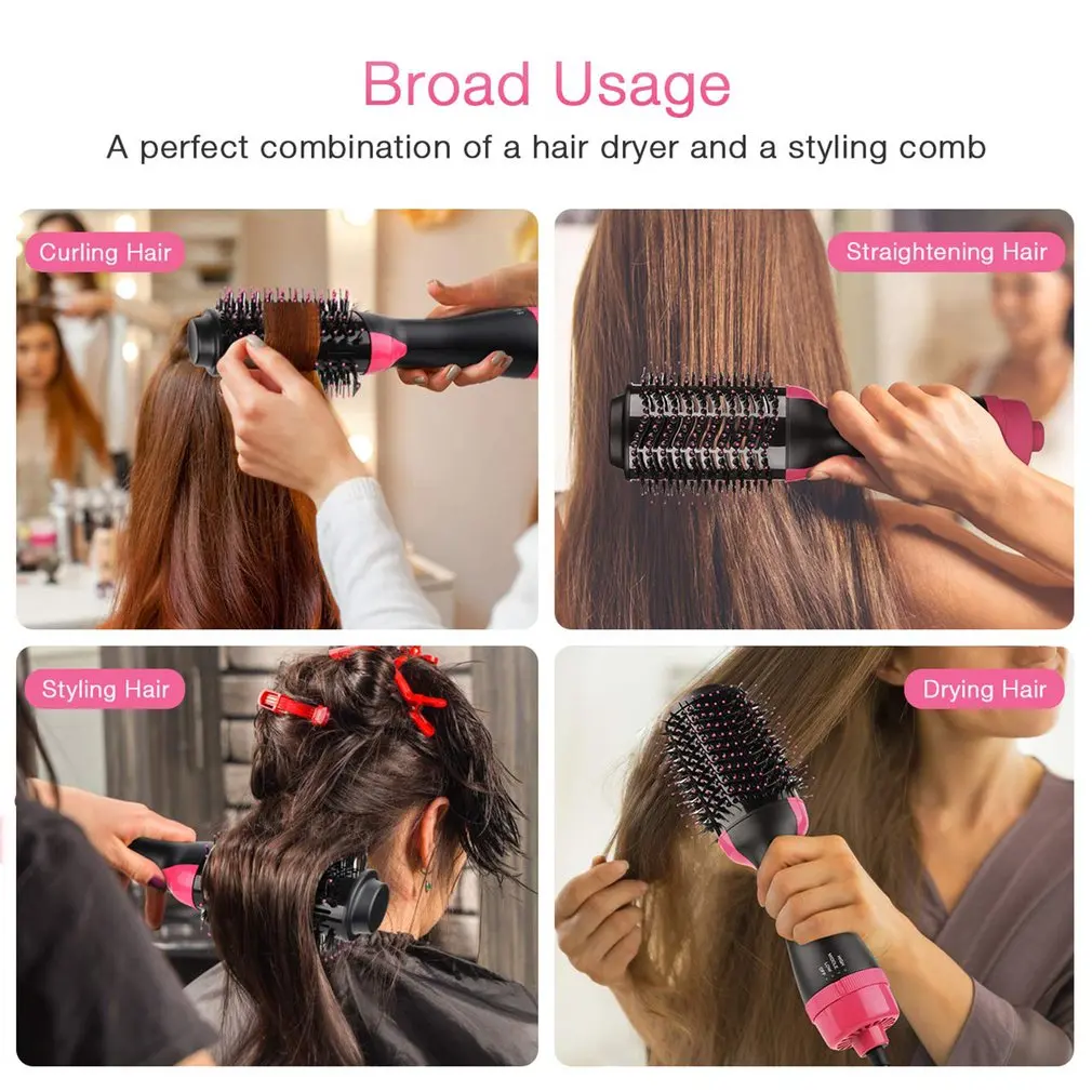 

Hot Air Brush 2 In 1 Hair Dryer Hair Straightener Curler Comb Electric Blow Dryer With Comb Hair Brush Roller Styler EU/US/UK/AU