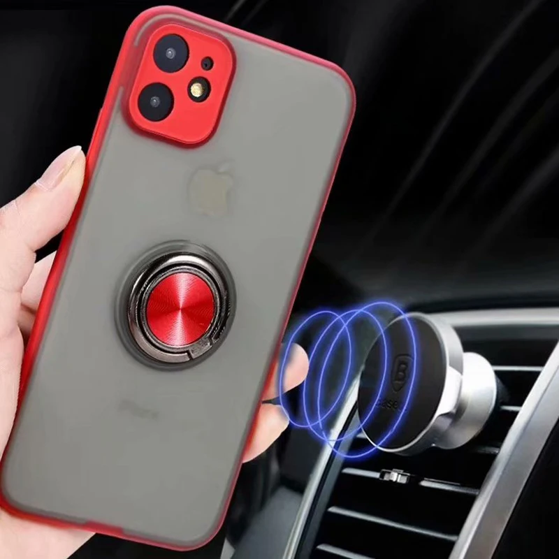 Для Apple iphone 11 Pro Max чехол с кольцом-подставкой Прозрачный матовый защитный для iPhone