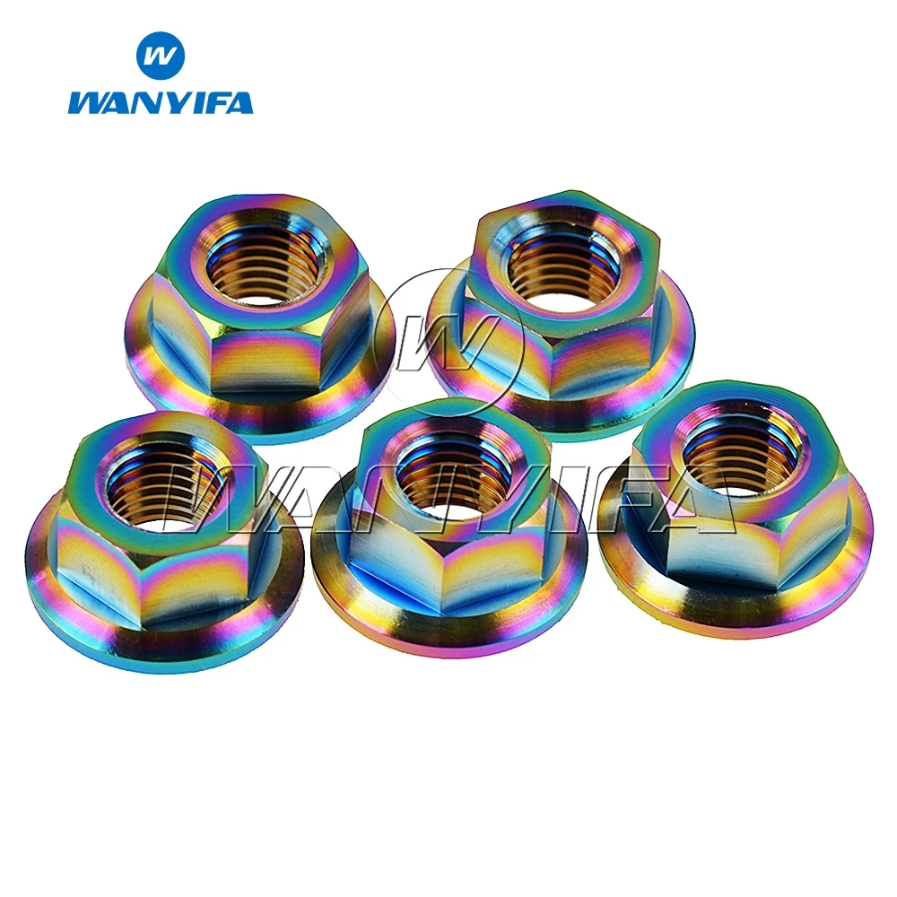 Титановая гайка wanifa M10x 1 0 25 мм 5 шестигранная Фланцевая для Honda Suzuki Yamaha Bluing Gold Rainbow
