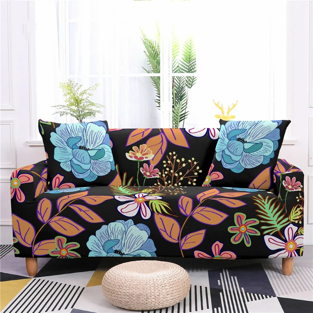 Floral Plant Elastic Sofa Cover For Living Room Modern Flower Sectional Corner Slipcover Spring Couch Chair Protector | Дом и сад