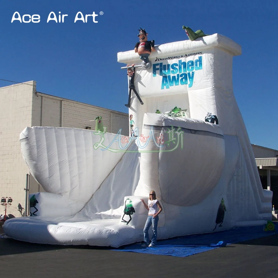 

2022 Unique White Inflatable Toilet Model With Slide For World Toilet Day Made By Ace Air Art