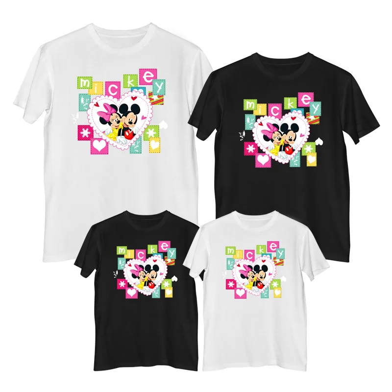Микки Маус; Футболка с изображением Минни Маус; Летние удобные 100% хлопок женские модные футболки для мальчиков; Летняя одежда для девочек, одежда для мамы и дочки, комплекты