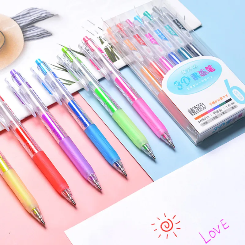 

6 шт./компл. Милая 3d Желейная ручка «сделай сам» гелевая ручка для рисования творческие цветные нейтральные ручки для девочек школьные прина...