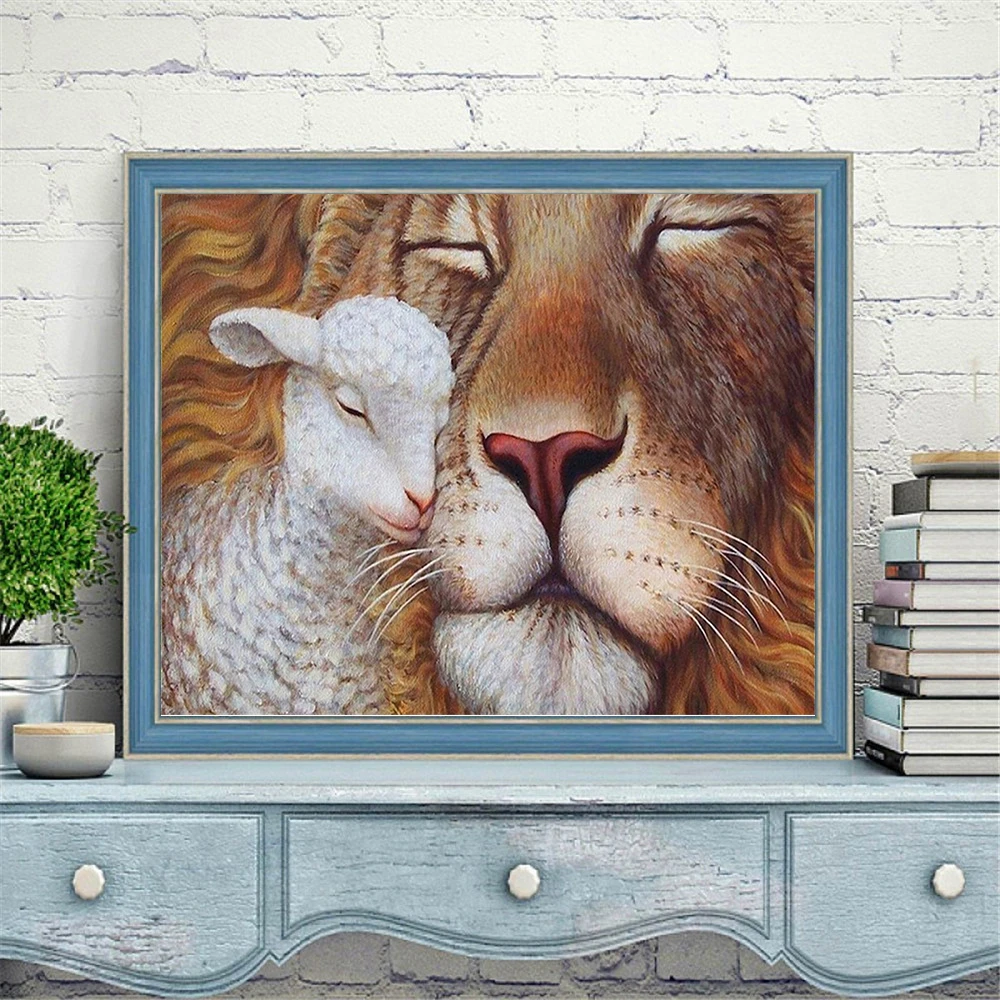 Картина по номерам HUACAN настенная роспись с изображением Льва уникальный подарок