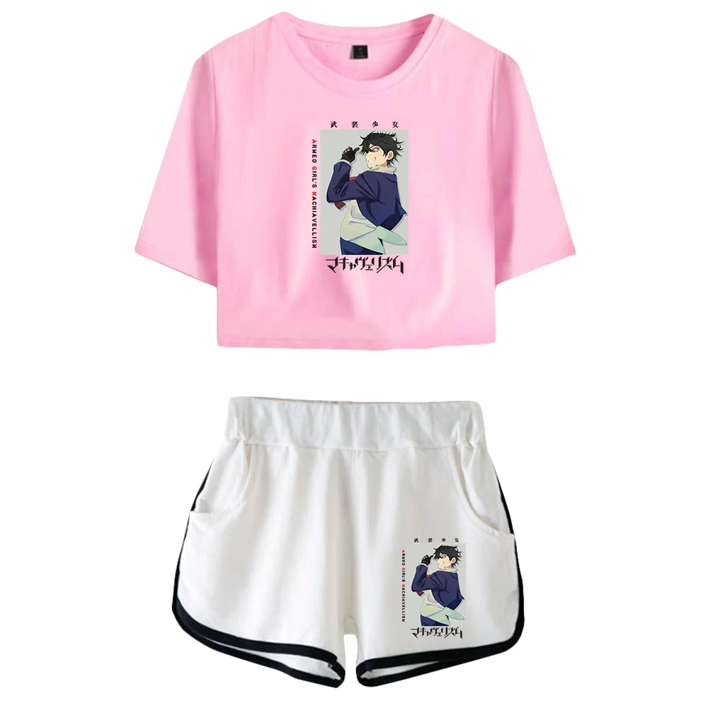 

Fashion Design Armed Girl's Machiavellism Summer Women Sets Sexy Short Tops+shorts Elastic Waist Suit Two Piece Set Girl Kawaii