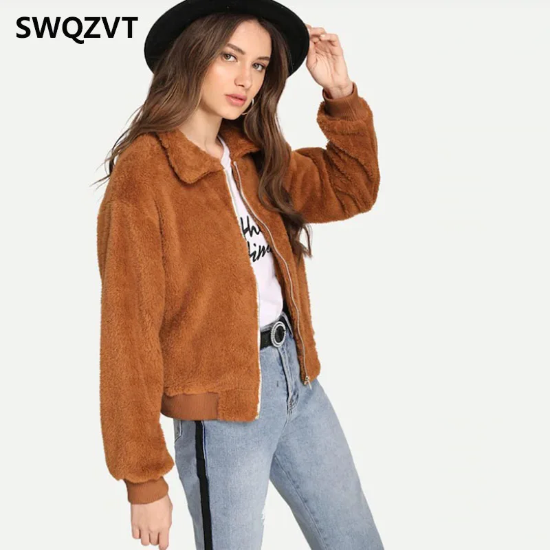 Новинка плюшевая теплая Женская куртка пальто зима 2019 женские из искусственного