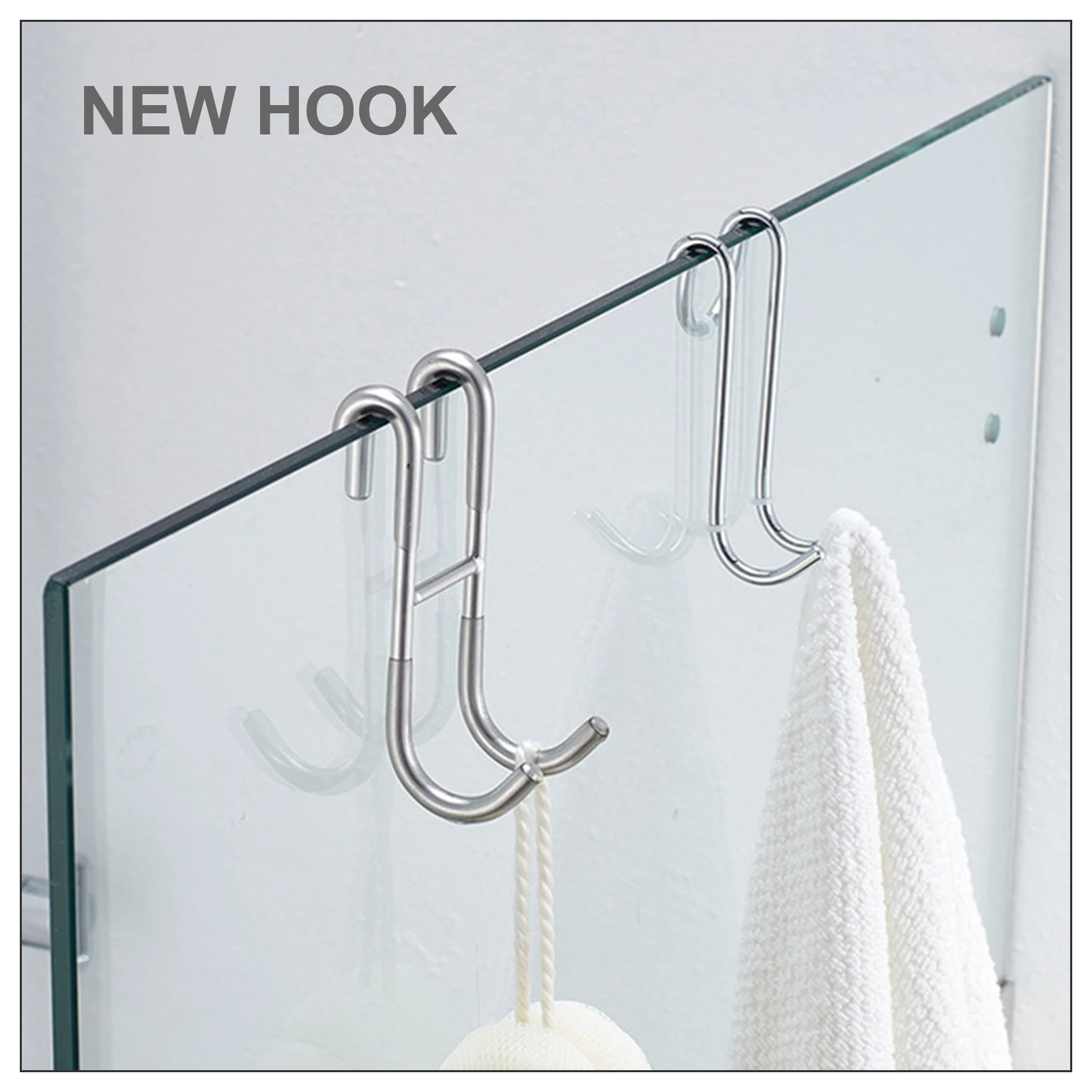 

Shower Door Hook, 2 Piecesstainless Steel Hanger Glass Hook, Shower Door Hook Bath Towel Wiper