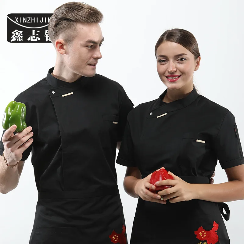 

Chef's short-sleeved restaurant hotel chef uniform long-sleeved white cake bakers canteen chef's men and women