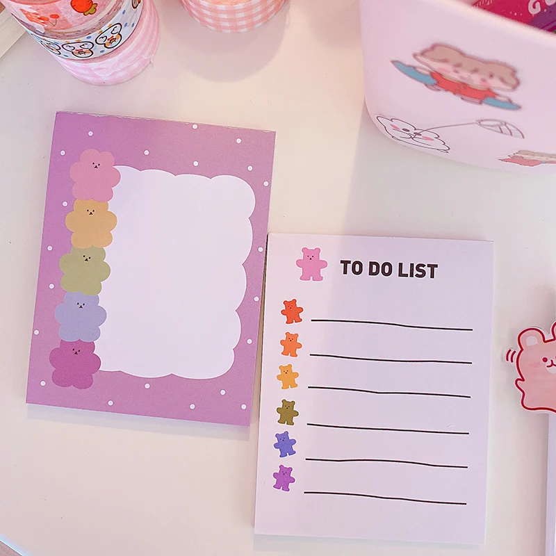 

50 Sheets Candy Bear Series Memo Pad Kawaii Korean Sticky Notes Planner Scrapbooking Message Note paper Office Supplies