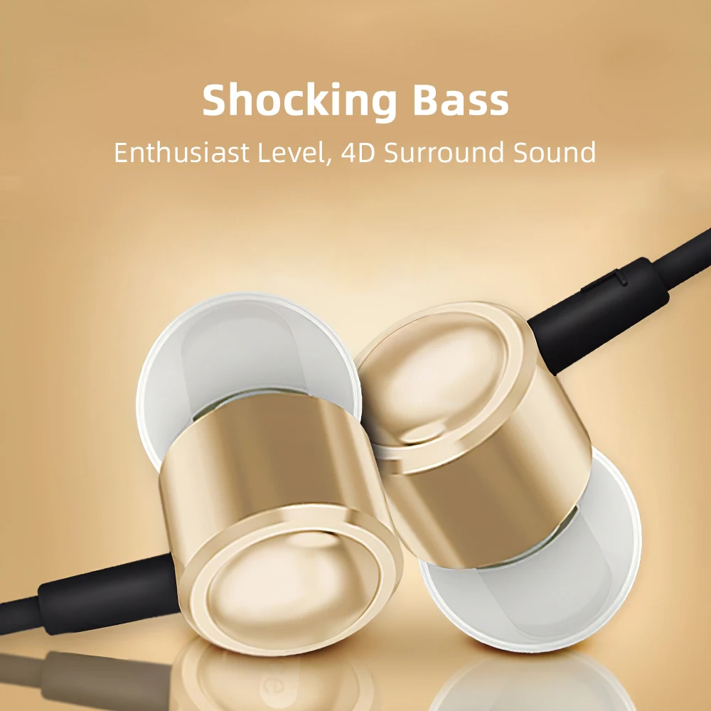 Heavy Bass Wired Earphone Mic In Ear Mobile Phone Surround Sound Quality 3.5MM Jack Music Metal Headsets For Sumsung S10 S9 Plus |