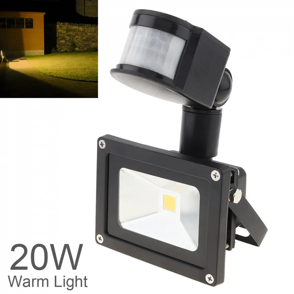 

LED Flood Light 20W PIR Infrared Body Motion Sensor AC 85-265V Warm White Spotlight Reflector Waterproof Outdoor Landscape Lamp