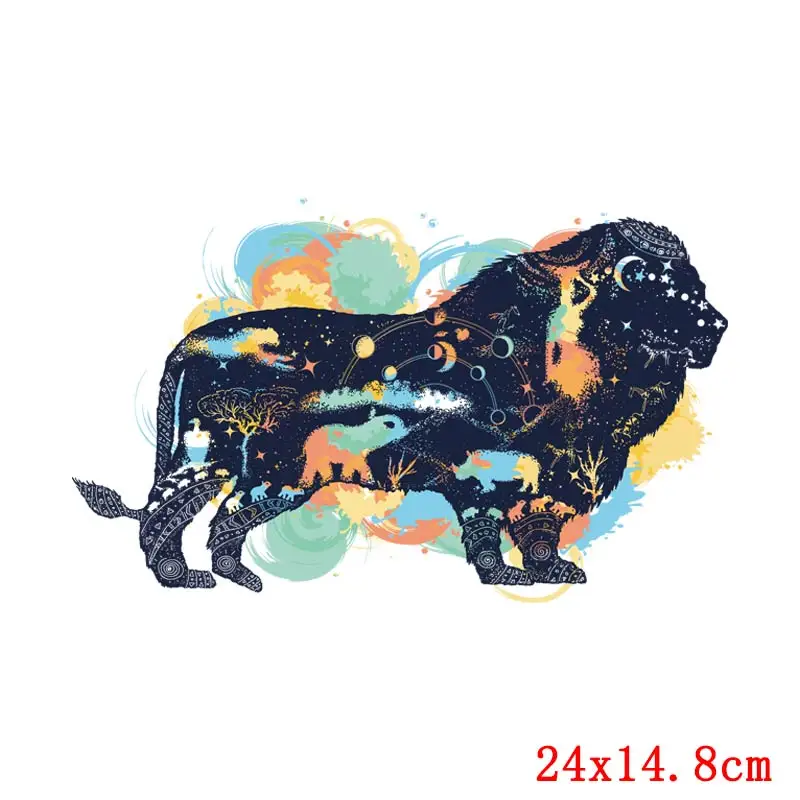 Пространство Лев термо-наклейки на одежда аппликация животные в полоску для