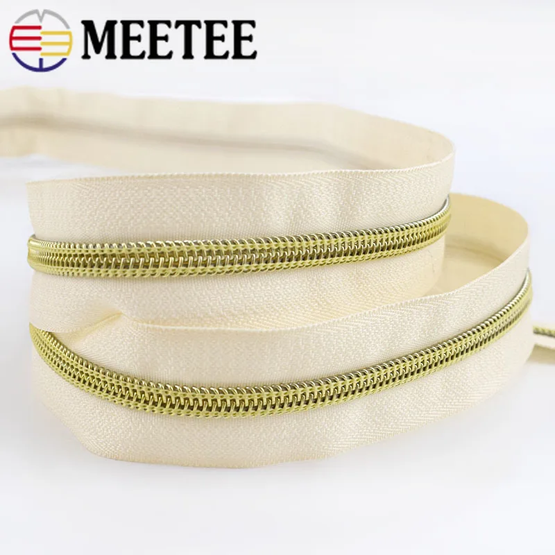 4/8m Meetee Nylon Code Loading Zipper Gold Tooth Coil for Sewing DIY Open-End Bags Sports Garment Accessories ZA030 | Дом и сад