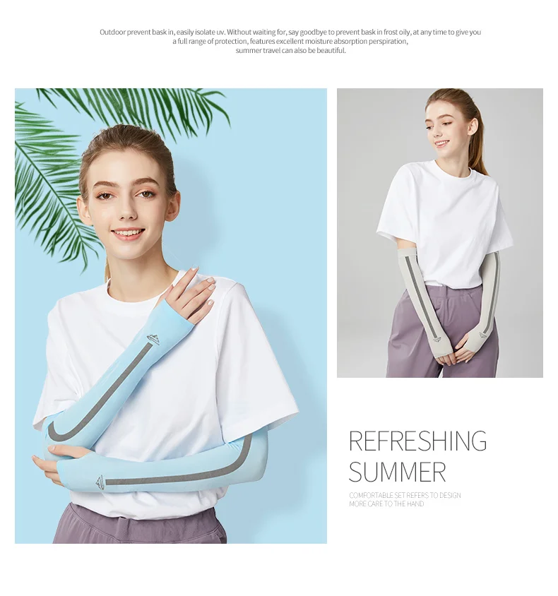 

2020 Ice Silk Sunscreen Sleeve Summer Men Women Outdoor Cycling Driving UV Protection Arm Warmer Ice Cuff Sleeves