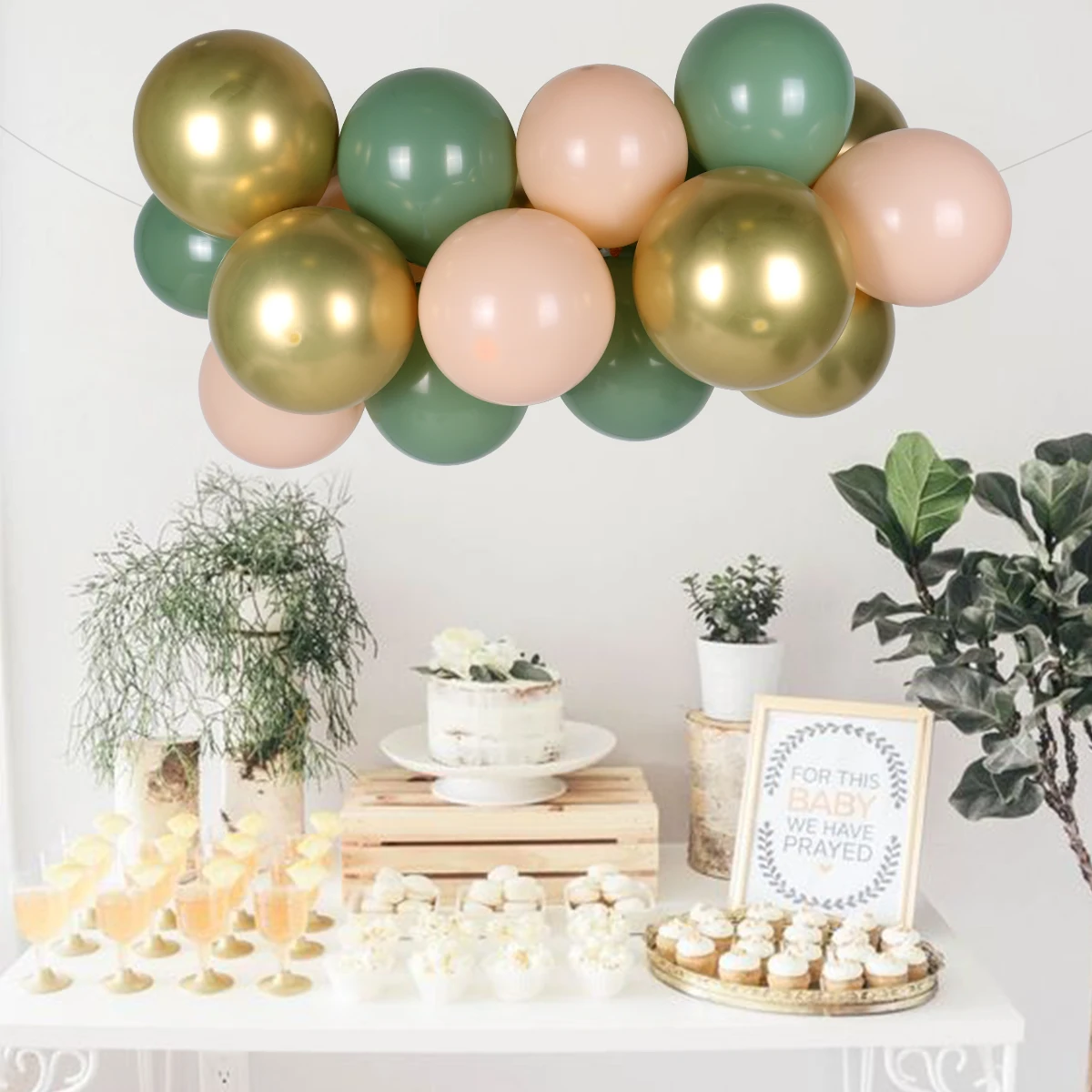 

19pcs Bean Green Latex Balloons Garland Arch Kit happy birthday party decoration kids baby shower wedding jungle baloon