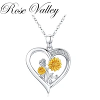 rose valley sunflower pendant necklace for women heart pendants fashion jewelry girls gifts yn013