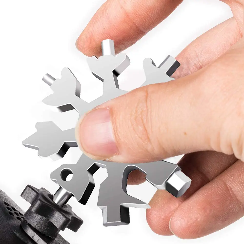

Holiday Present for Husband Son Student 18-in-1 Stainless Steel Snowflakes Multi-Tool Spanner Hex Wrench Christmas Present