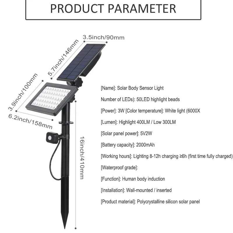 

Oufula Solar Lawn Light Led Sensor Light Flood Light Outdoor Waterproof Garden Garden Light