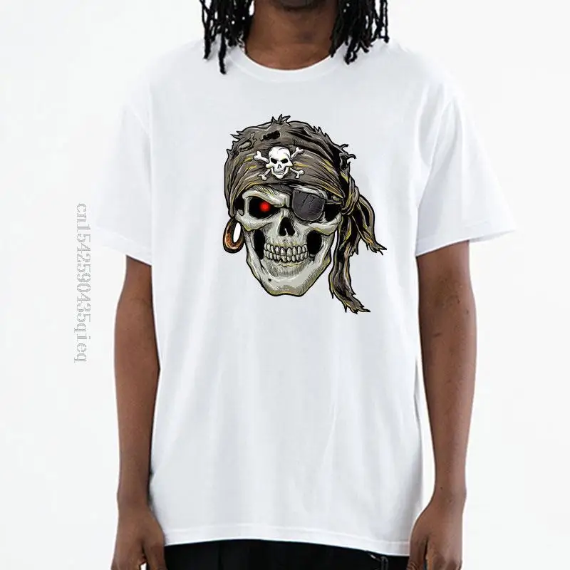 

2021 Mans Summer Fun Stylish Pirate Skull Men Cotton short sleeves T shirts Graphic Tops Tees