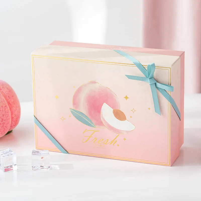 

AVEBIEN 2021 Creative High-end Fresh And Cute Pink Fruit Pattern Box Birthday Wedding Party Gifts Packaging Box boite cadeaux