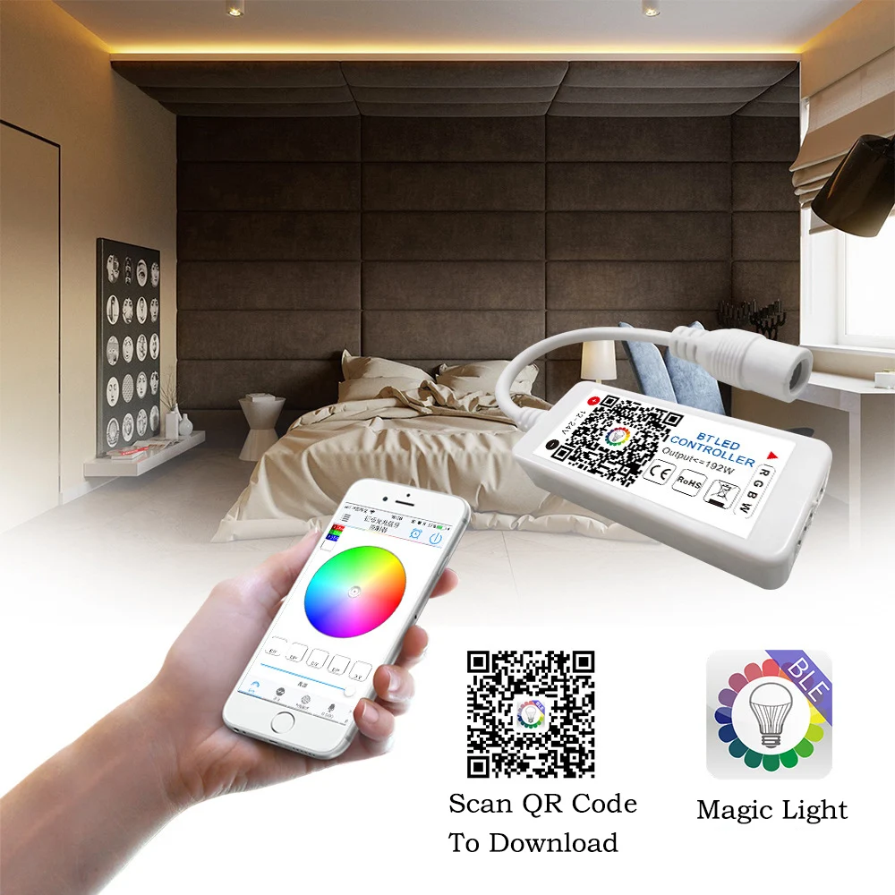 Светодиодный Интеллектуальный Bluetooth контроллер постоянного тока 12 24 В для