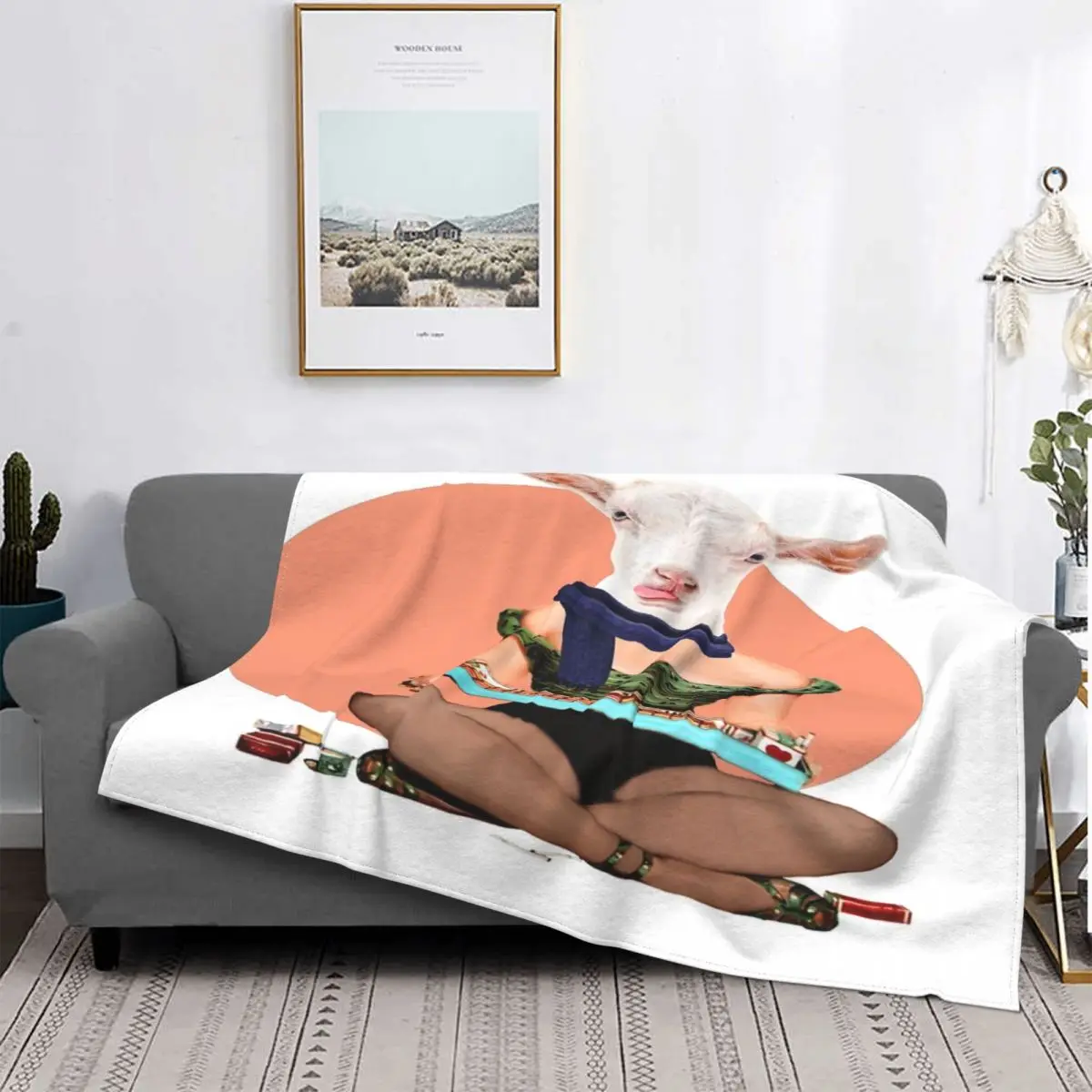 

Goatling-Manta a cuadros para cama, funda para sofda, manta Kawaii para Baby