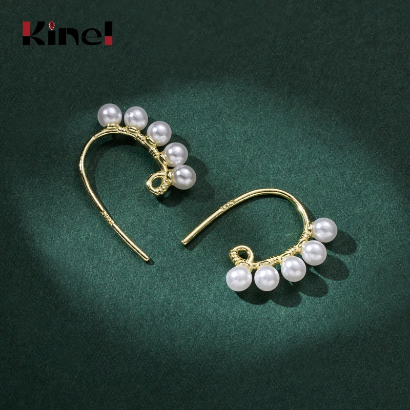 

Kinel 2020 Korea New Vintage 925 Sterling Silver 14K Plating Real Gold Pearl Earrings For Women Fashion Temperament Jewelry