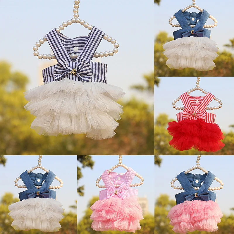 Летнее милое платье для питомца кошки собаки пирожное модное элегантное