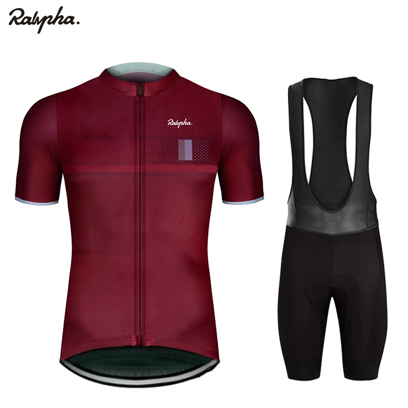 

2021 New Black Ralvpha Cycling Team Short Sleeve Maillot Ciclismo Men's Bike Riding Suits Summer Breathable Bike Wear Set