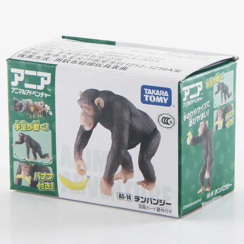 

TAKARA TOMY 4.5cm Ania Animal Advanture Pan Troglodytes 981497 AS-14 Kids Educative Mini Action Figure Toys Snooting