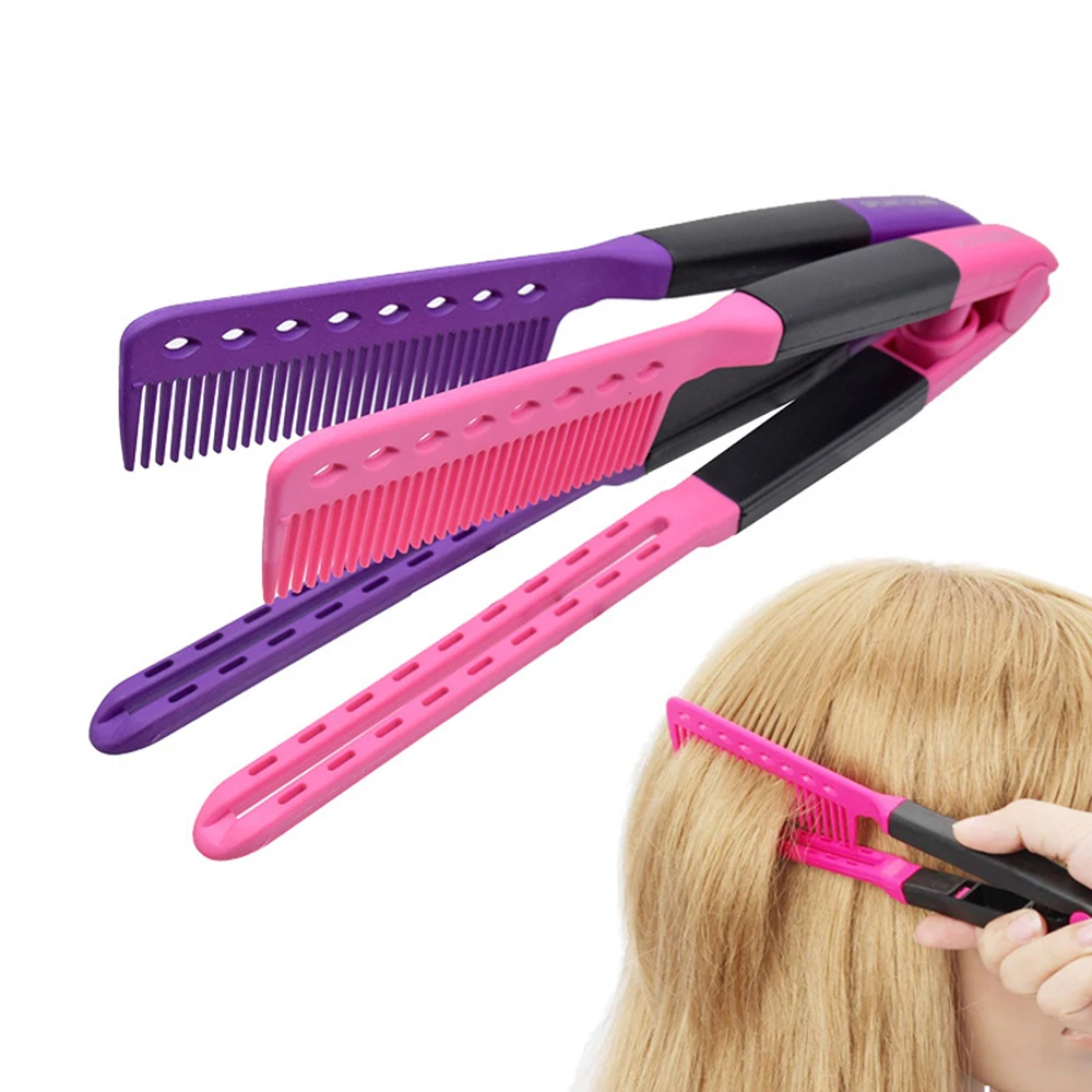 

2021 New V Type Combs Folding Hair Straightener Comb Salon Hairdressing Brush Styling Tool Accessories Hair Styling Comb