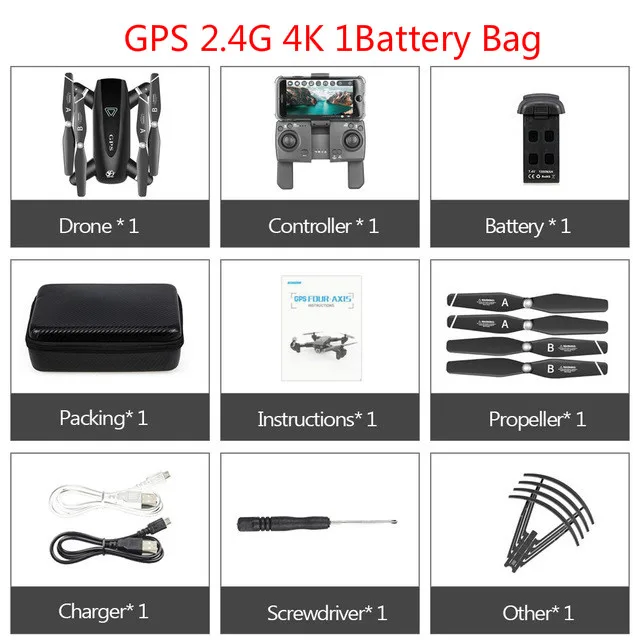 2.4G 4K 1Battery Gps складной 2,4G/5G Квадрокоптер WiFi fpv 1080P follow me(следуй за мной с HD Камера Квадрокоптер с дистанционным управлением Дистанционное управление вертолет на радиоуправлении selfie игрушки - Цвет: 2.4G 4K 1Battery