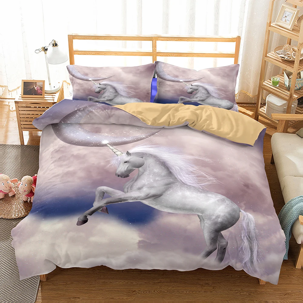 

Unicorn Pink Bedding Set Bedroom Decor Girls Women Gifts Duvet Comforter Cover Quilt Cover 2/3 Pieces Bedspread Pillowcases