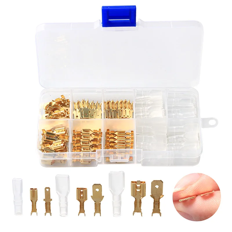 120/180/270Pcs Insulated Electrical Wire Crimp Terminals Set 2.8/4.8/6.3mm Spade Connectors Assortment Kit with Box | Обустройство