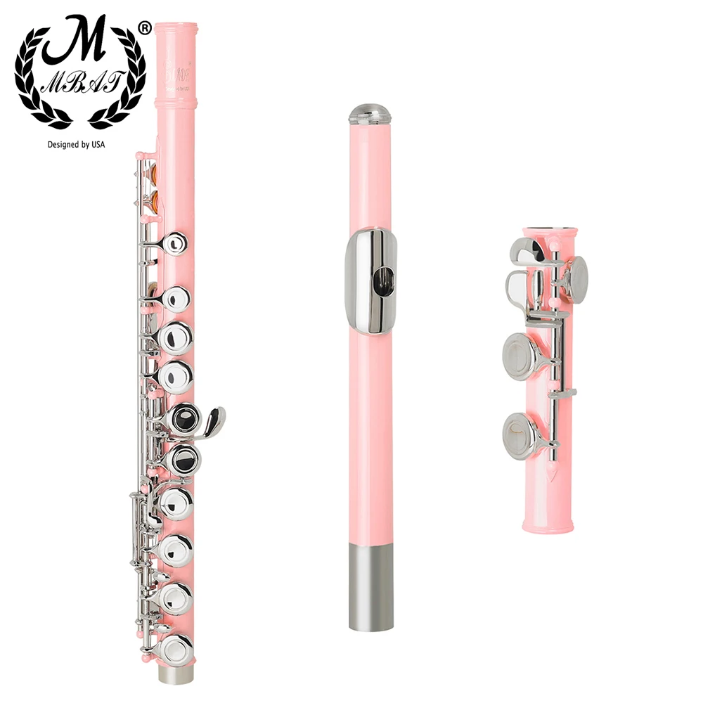 M мбат 16 отверстий флейта закрытое Отверстие C тон розового цвета серебряного