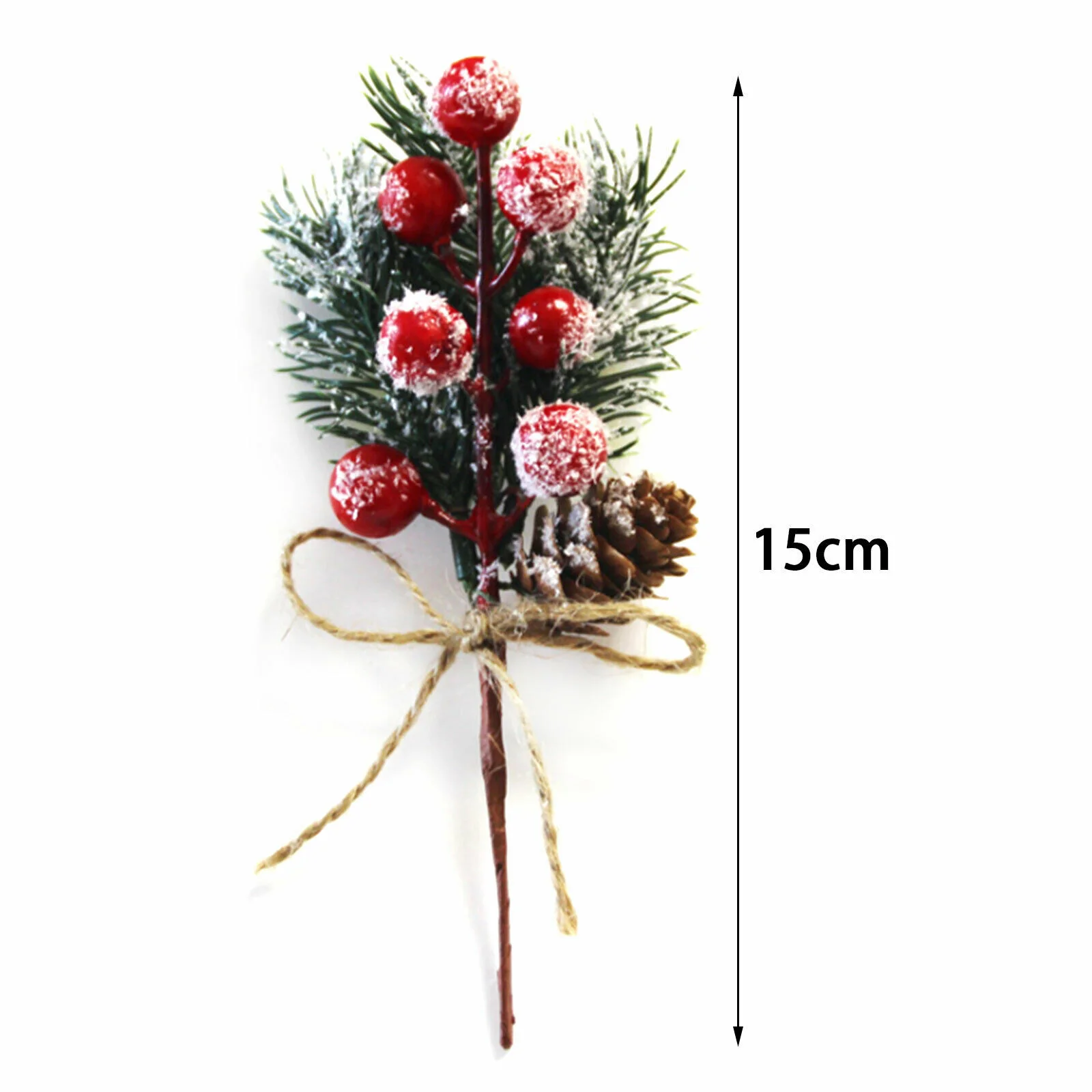 

10pcs Christmas Artificial Pine Branch Berry Holly Flower Bouquet Pick Xmas Decor Ornament HEE889