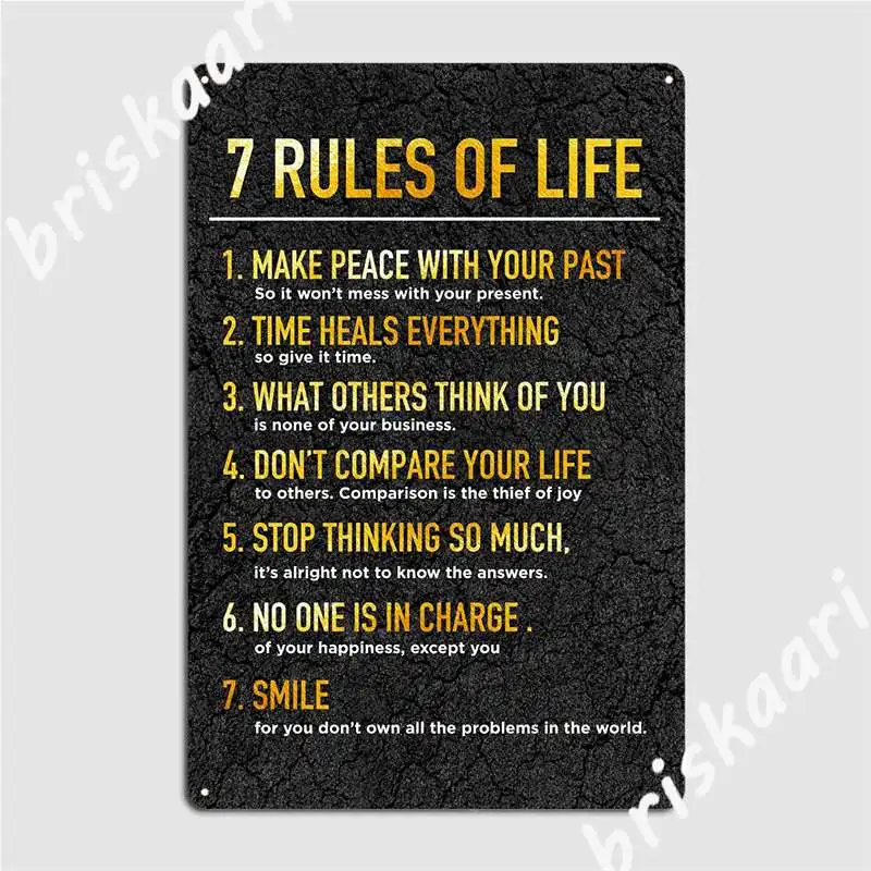 Металлические плакаты с надписью «Правила жизни», 7 шт.