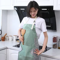 multi functional kitchen waterproof and erasable hand apron home adjustable thickened apron oil proof coverall cooking cleaning